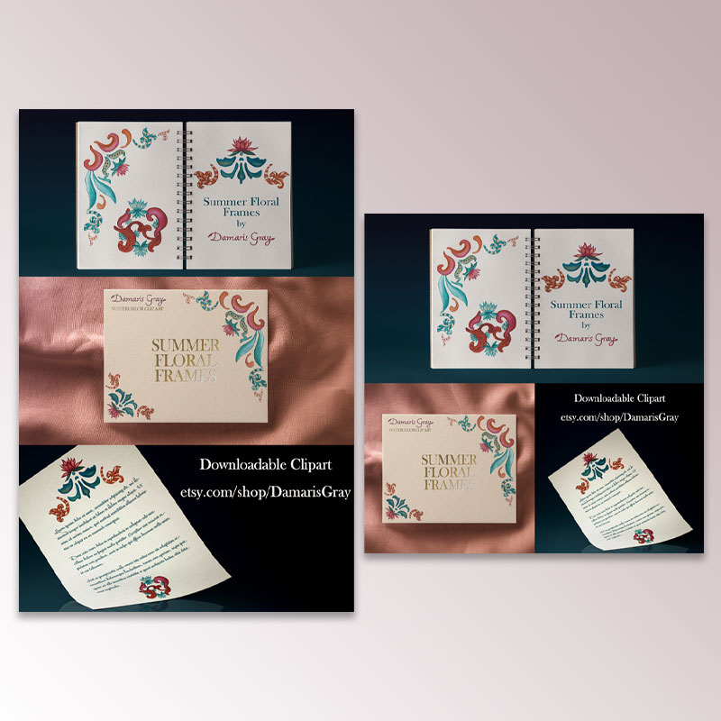 Summer Floral Frames Stock Pack by Damaris Gray Designs