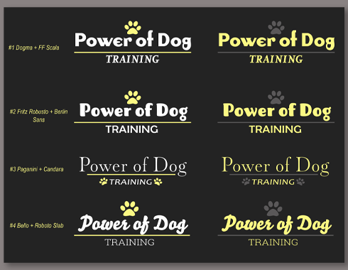 Logo comps for Power of Dog Training