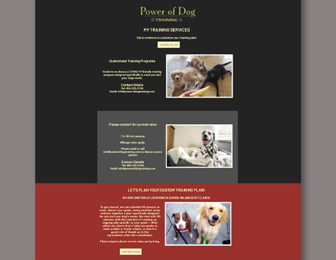 screenshot of powerofdogtraining.com