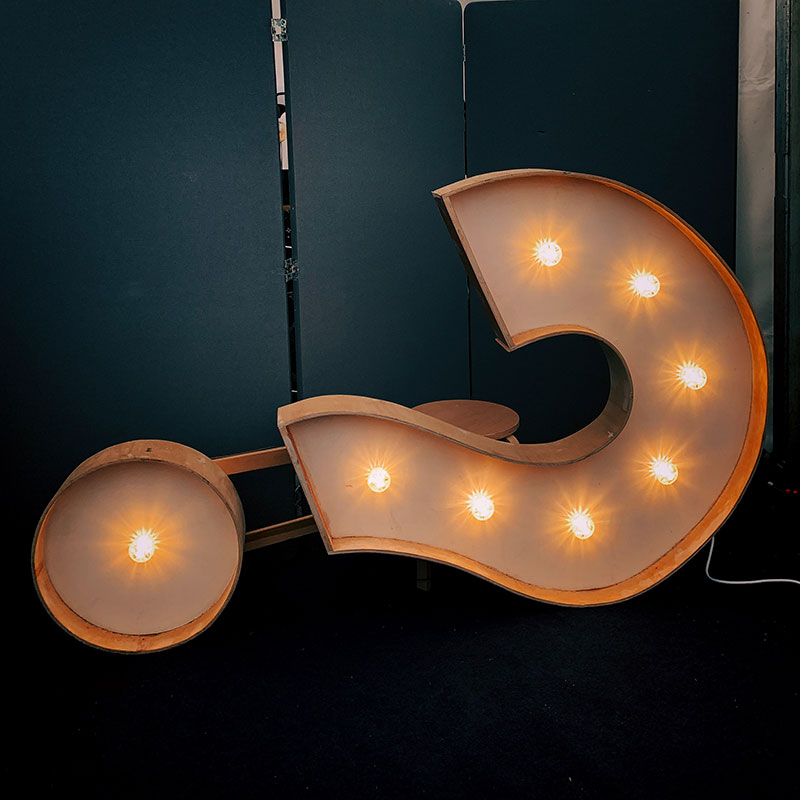 Light up question mark sign