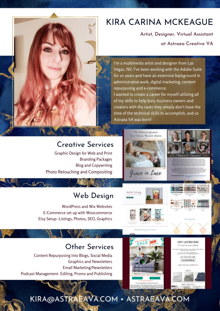 ⋆ Astraea Creative Virtual Assistant Design Creative Writing Editing ⋆