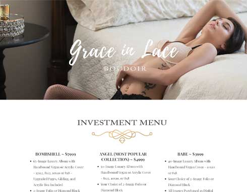 grace in lace boudoir investment menu