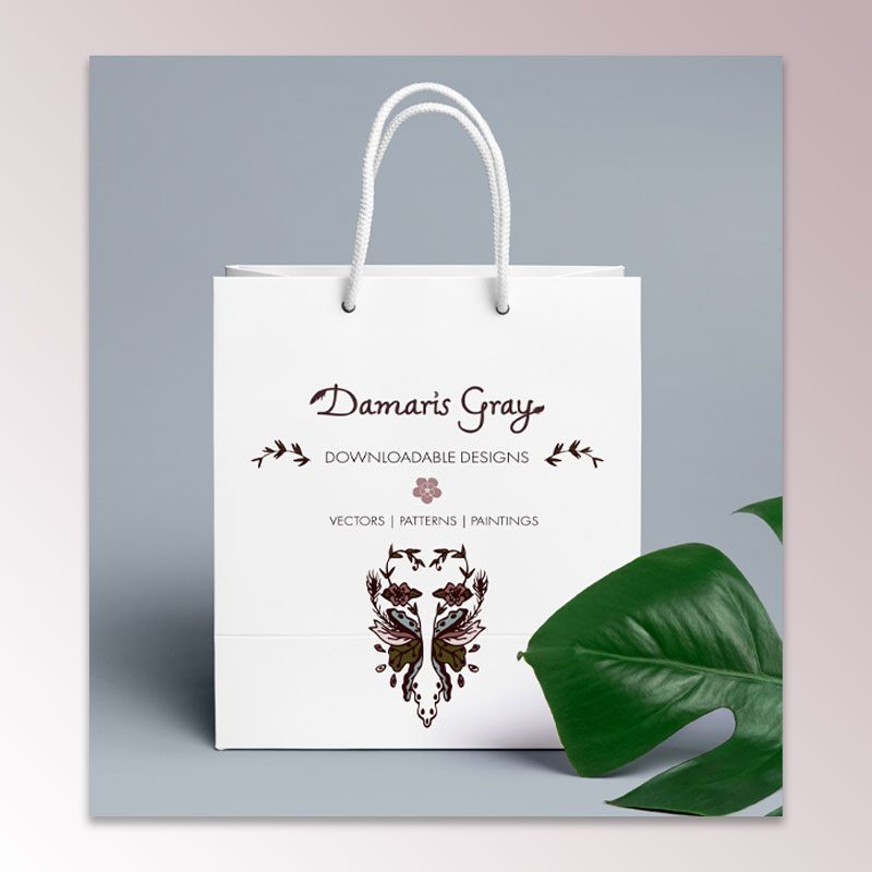 Damaris Gray Branded Shopping Bag