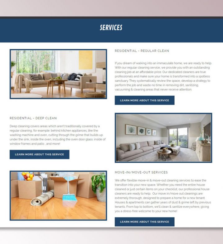 Wonder Cleaning Services Website Design